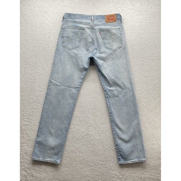 Levis 501 Jeans Mens 33x32 (Tag 32x32) Button Fly Light Wash Stretch Straight - Picture 6 of 15